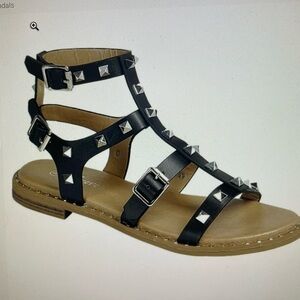 New Black Strap Silver Studded Gladiator Sandals
